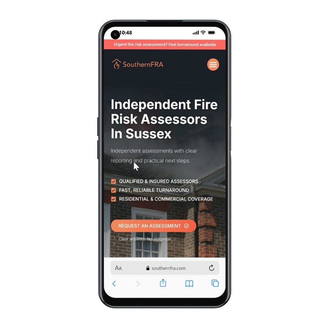 The Southern FRA website on a phone, close up